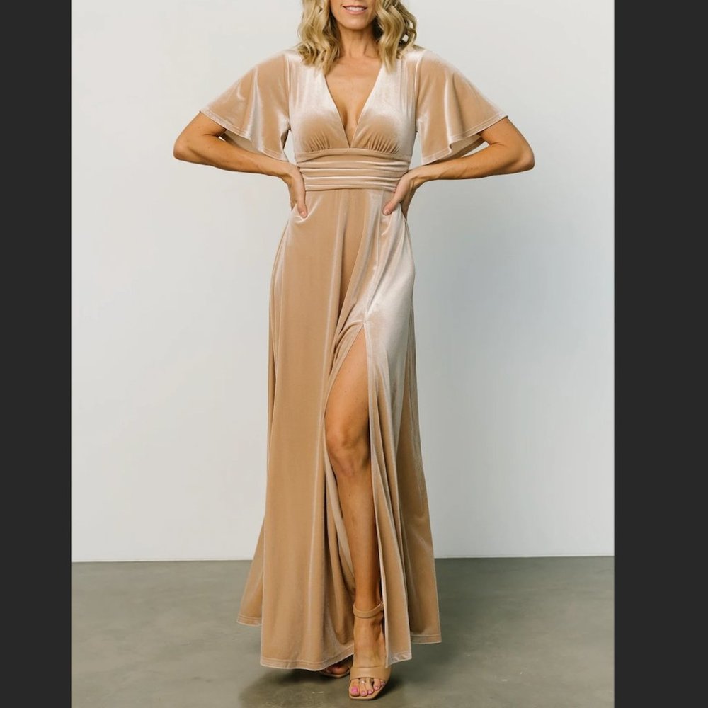 Baltic Born Berenice Velvet Maxi Dress in Champaign